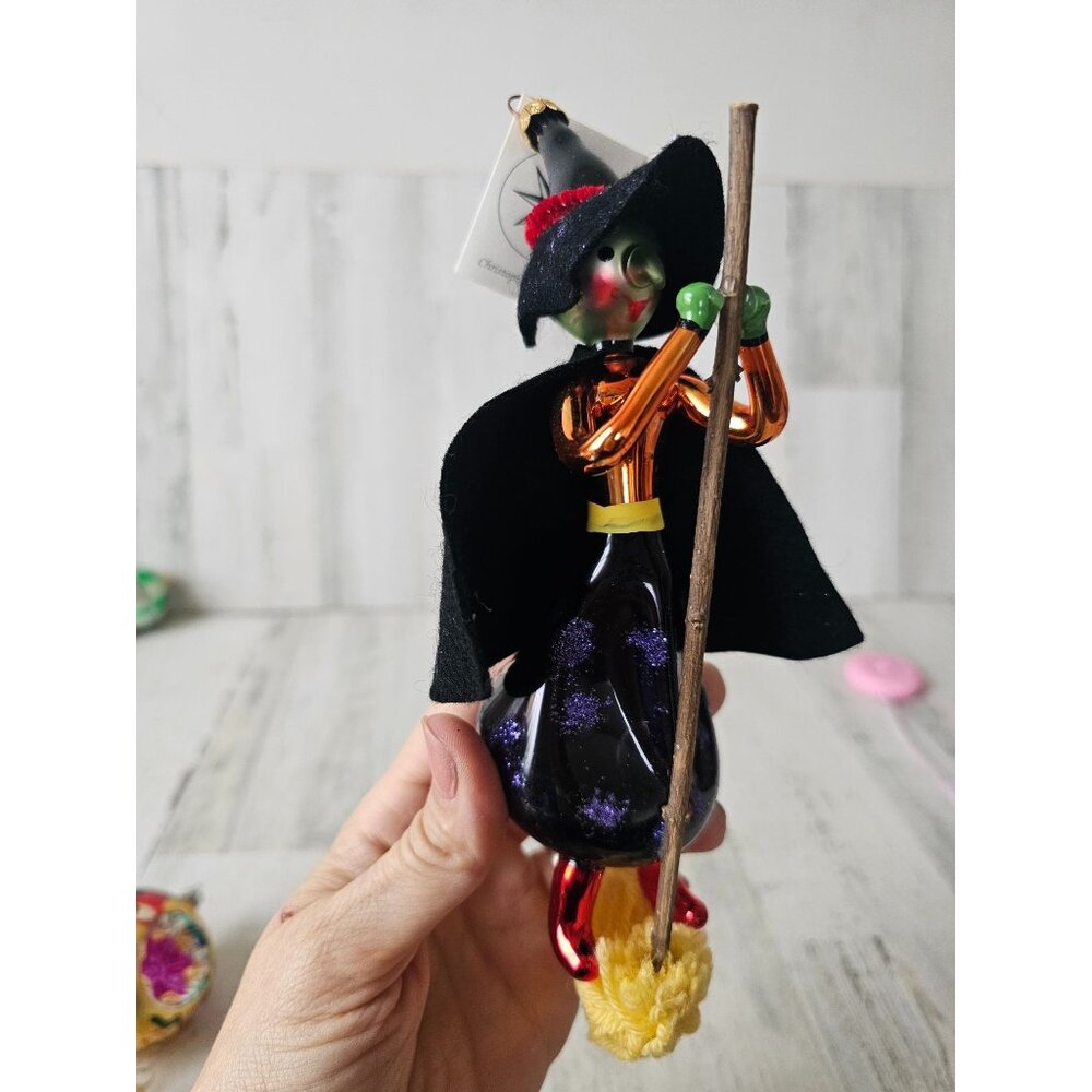 Radko vintage hilda witch broom‎ Italian ornament Xmas Halloween
